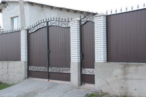 Ворота распашные из мет. листа